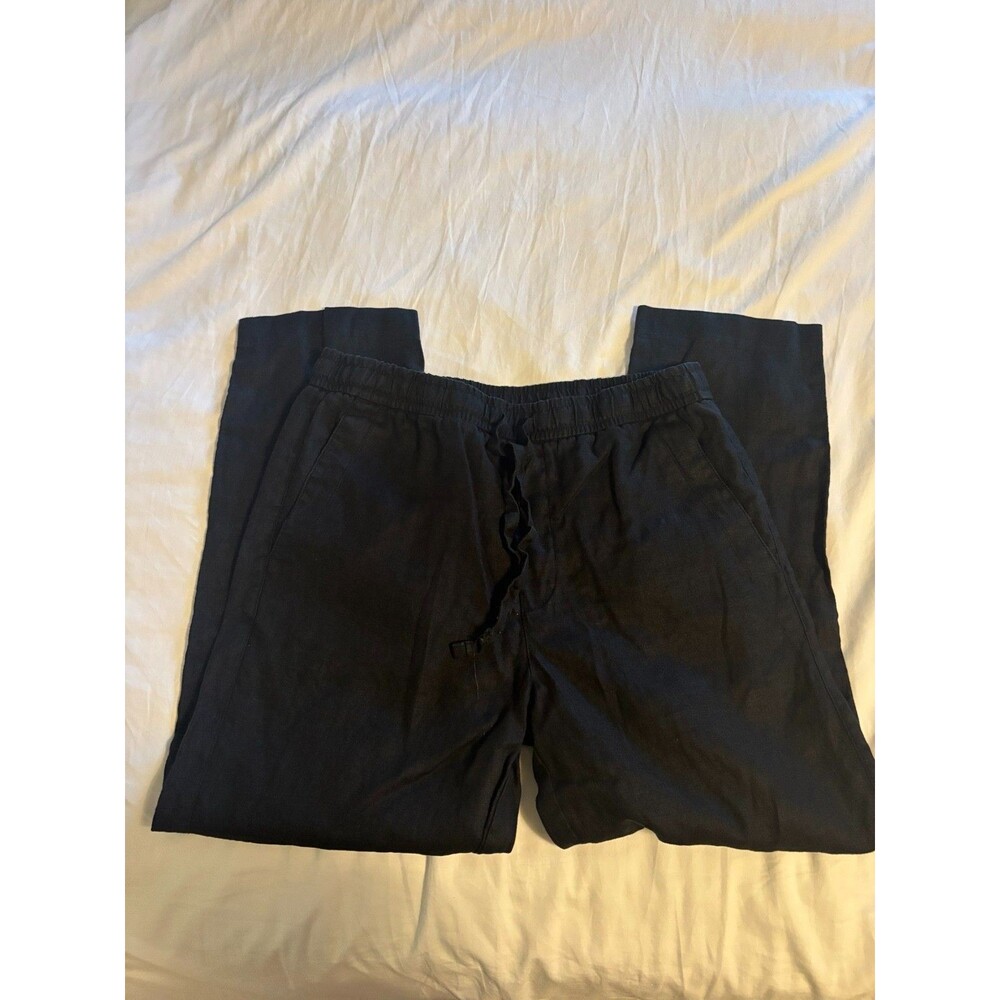Women's Zara 100% Linen Black Pull-On Utility Pants EU/US L